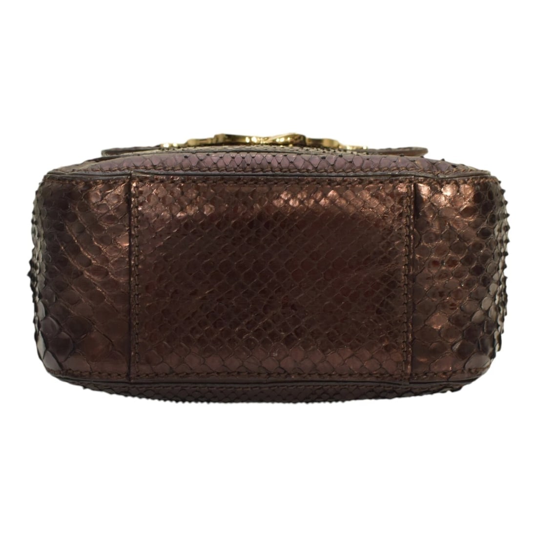 Iceberg Shiny Brown Snakeskin Leather Top Handles Small Handbag Shoulder bag - 7