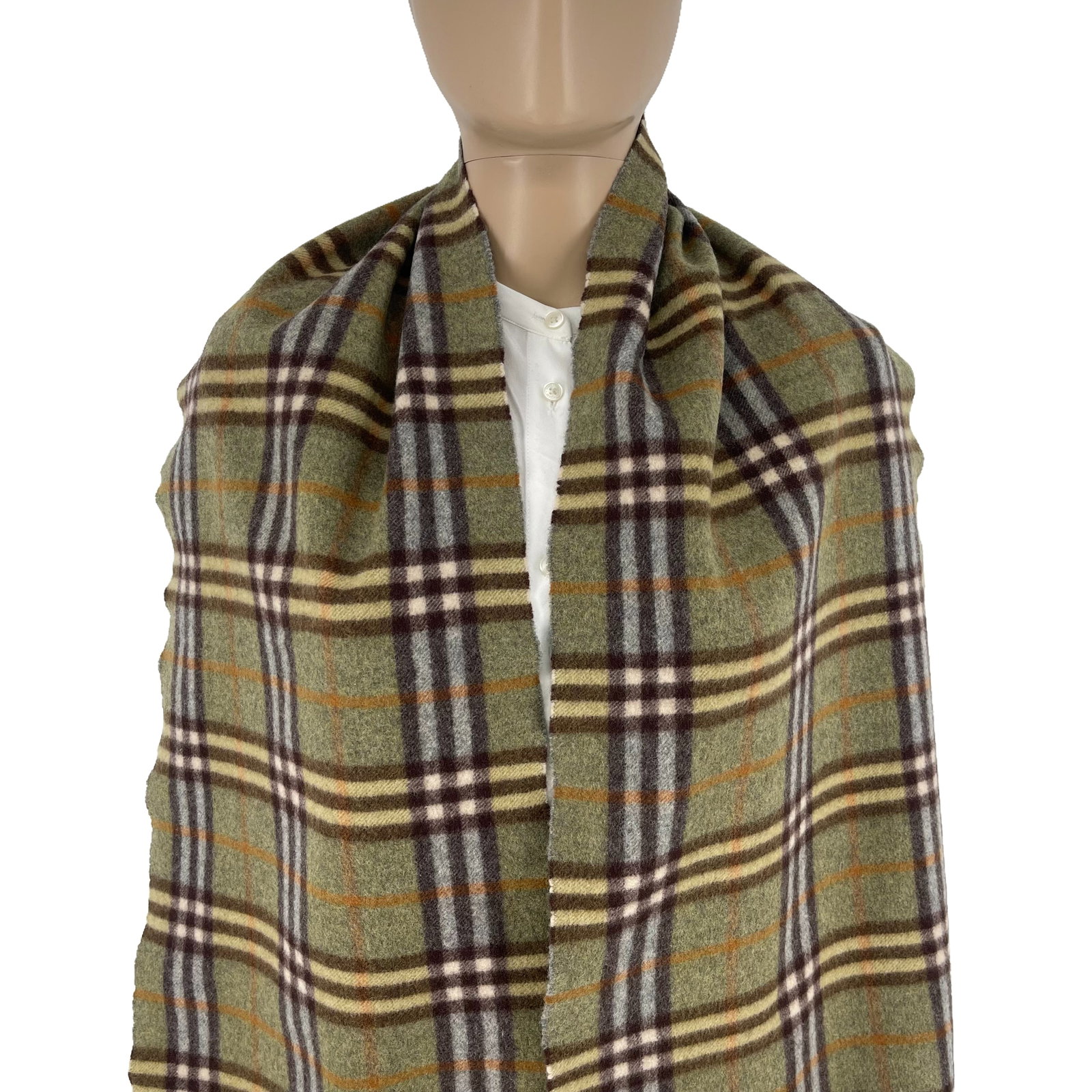 Burberry Green Plaid 100% Wool Scarf - 2