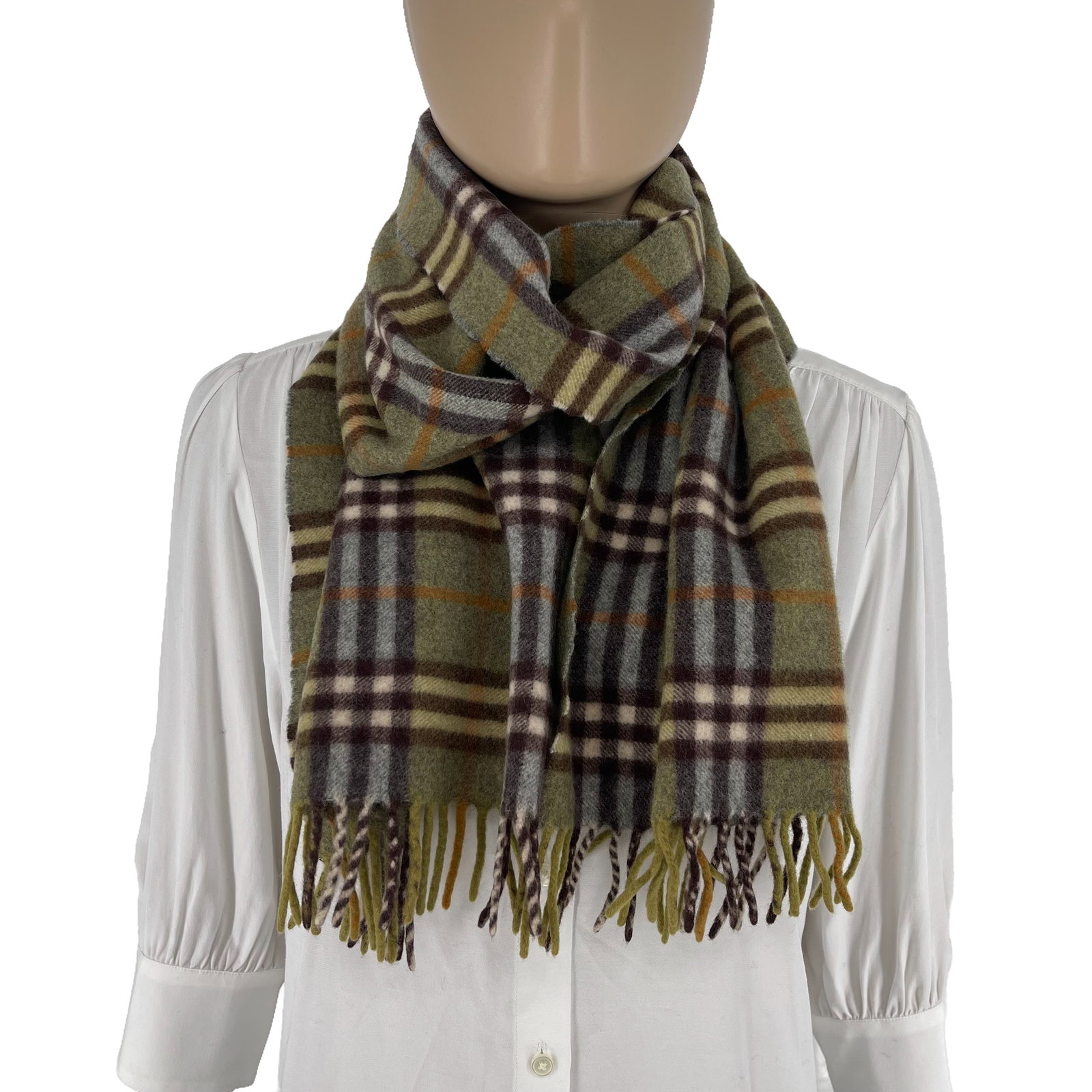 Burberry Green Plaid 100% Wool Scarf - 4