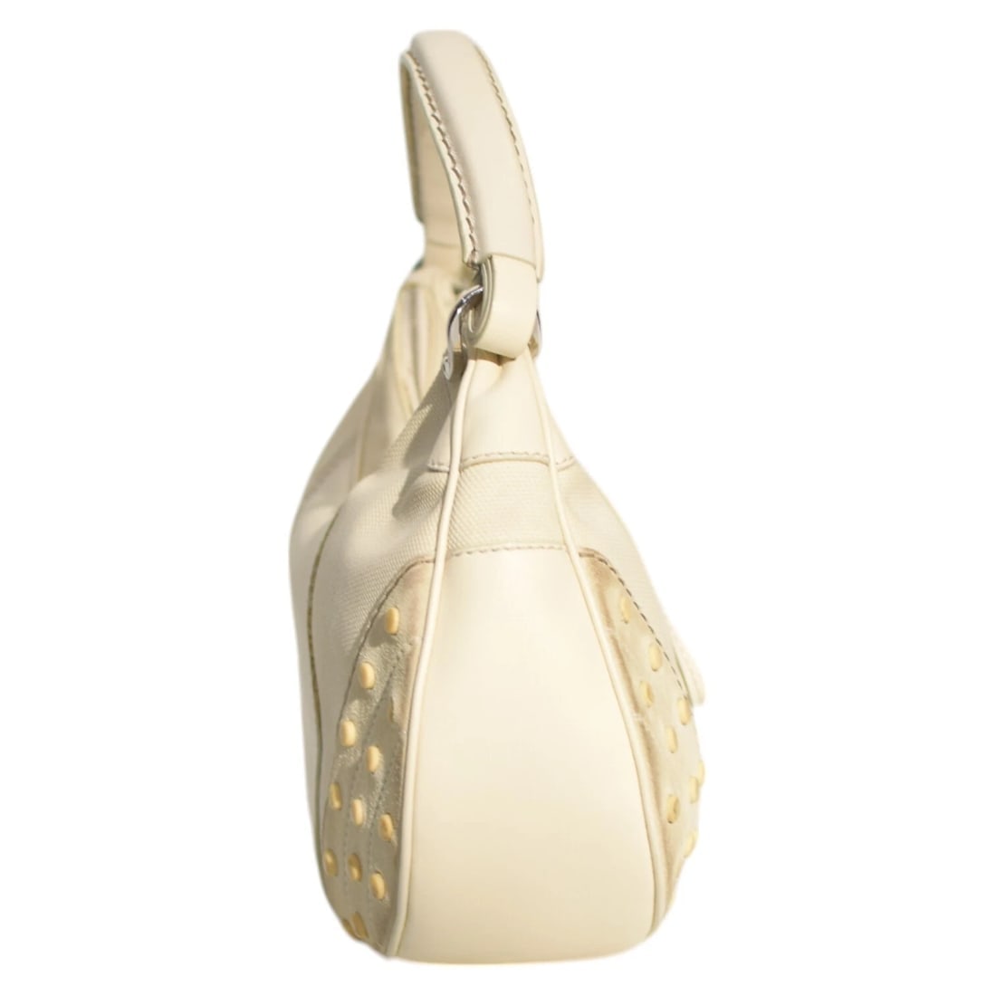 Tod's Ivory Vintage Canvas/Leather and Suede Hobo Shoulder bag Handbag - 3