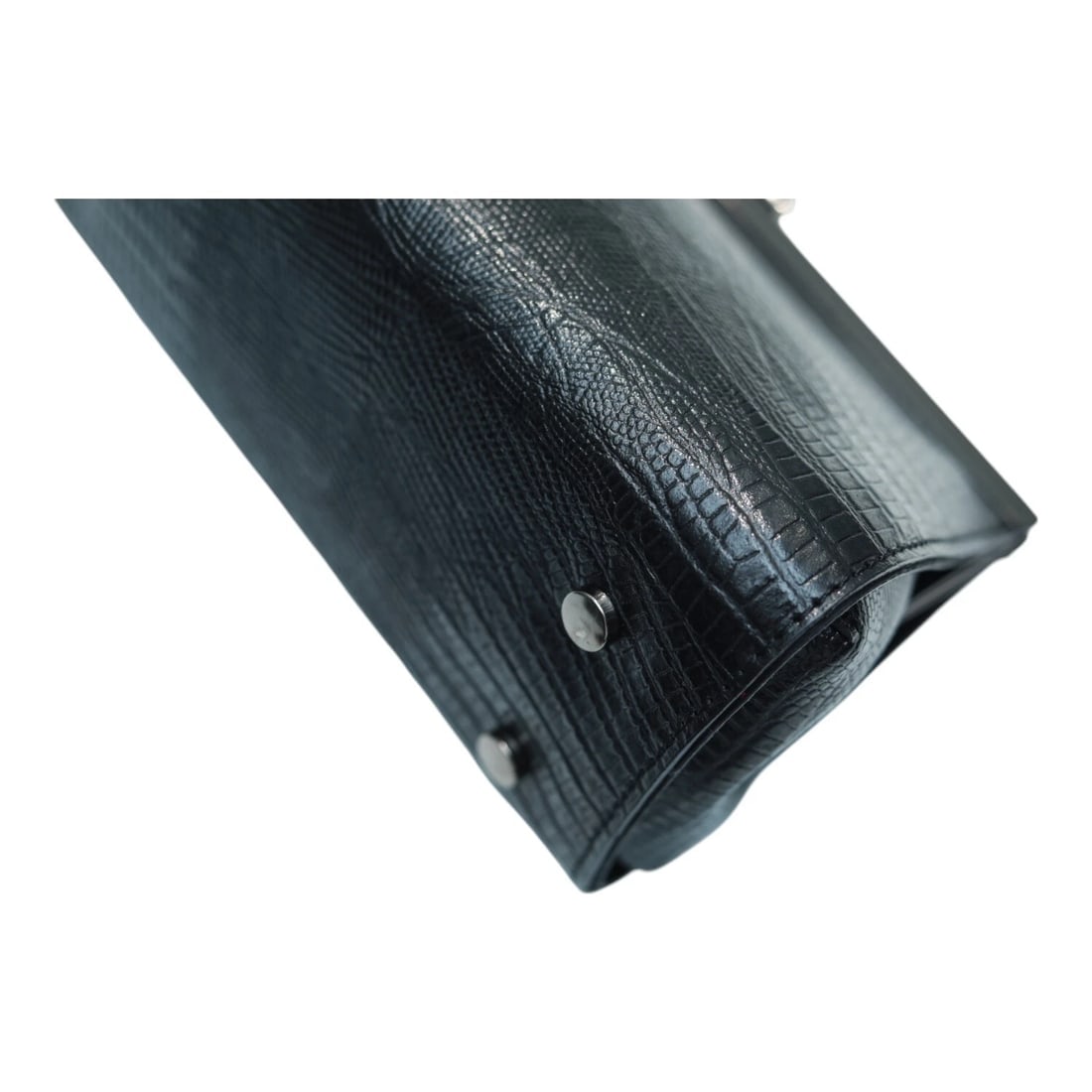 Black Leather Snake Pattern Frame Clutch Evening Bag Handbag - 10