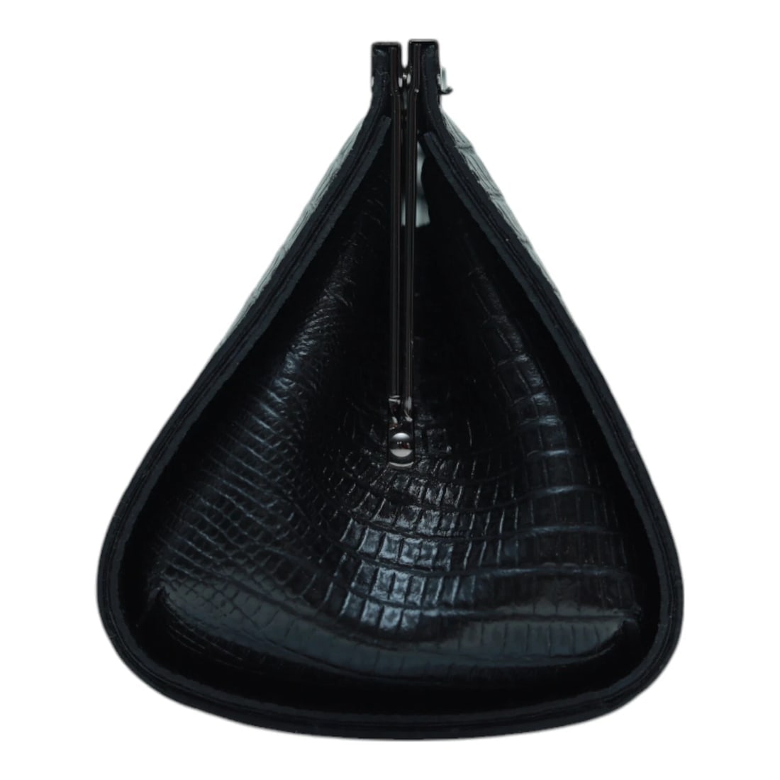 Black Leather Snake Pattern Frame Clutch Evening Bag Handbag - 6