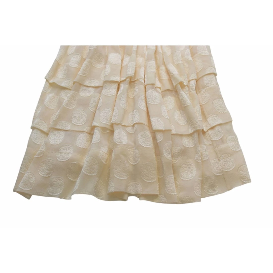 Derek Lam Ivory Silk Embroidered Sleeveless Ruffled Tiered Mini Dress size 40 - 7