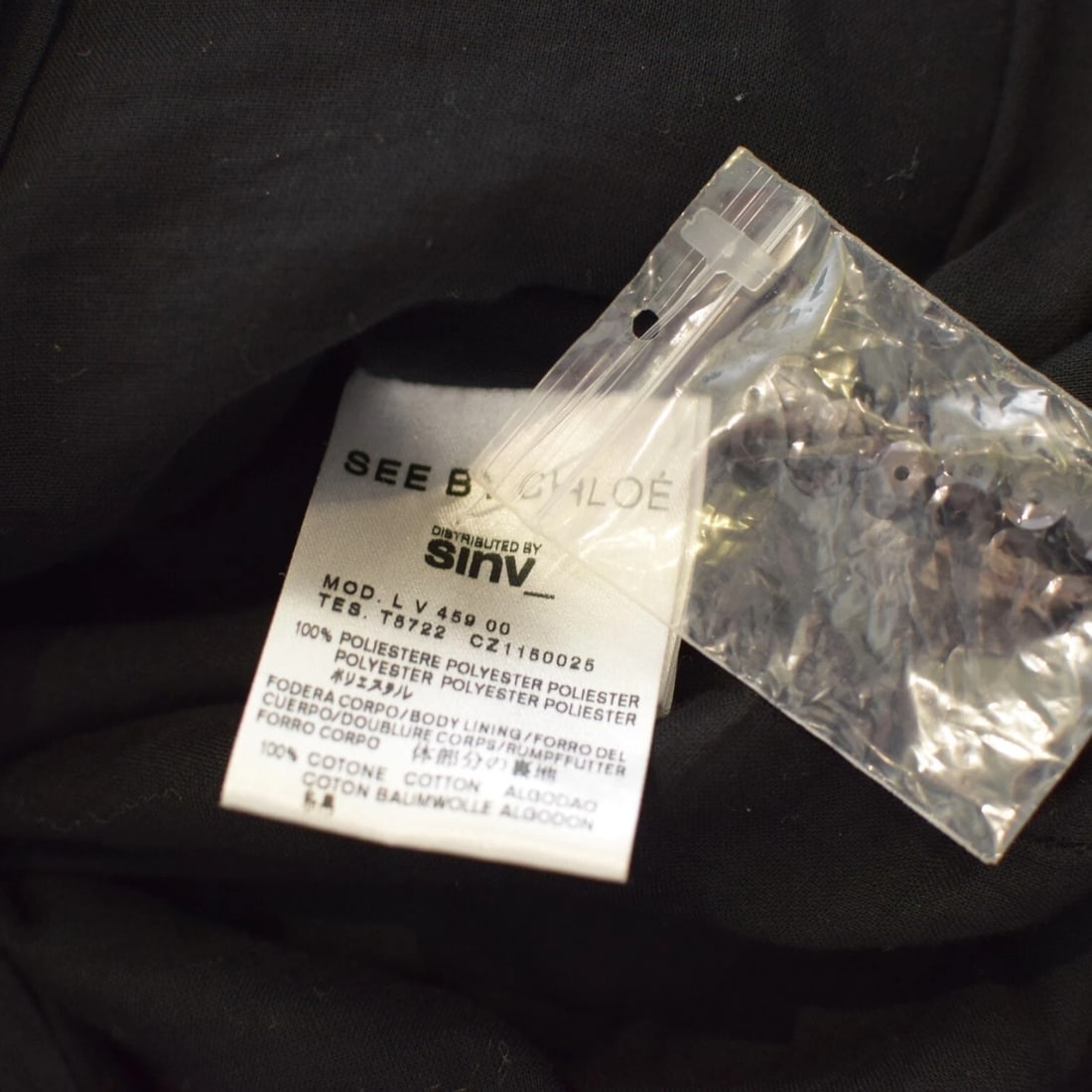 See By Chloe Black Sequined Cap Sleeves Short Mini Length Dress size 42 - 8