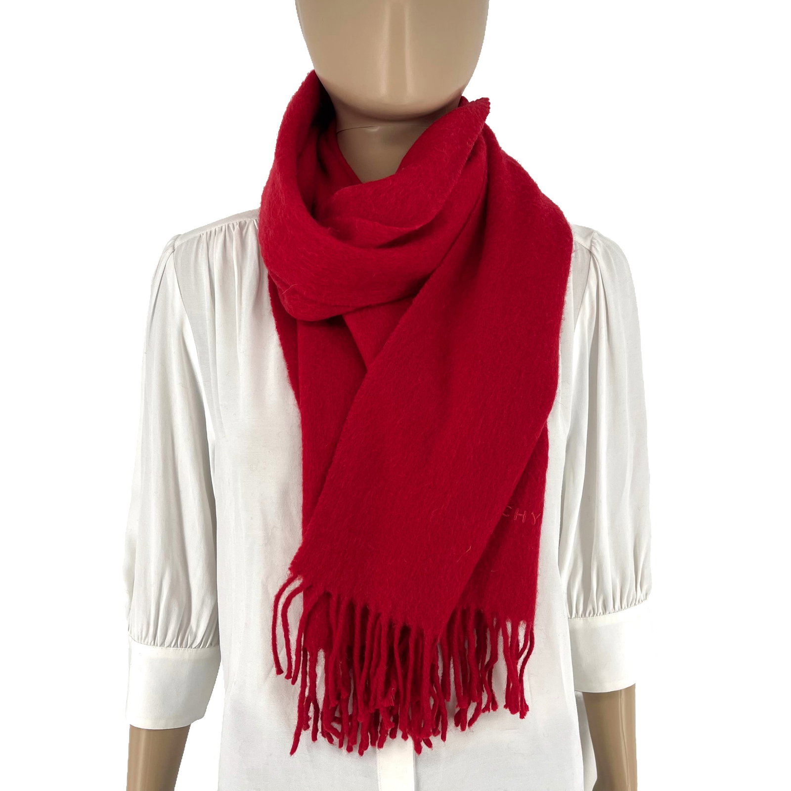 Givenchy Red Solid 100% Wool Scarf - 4