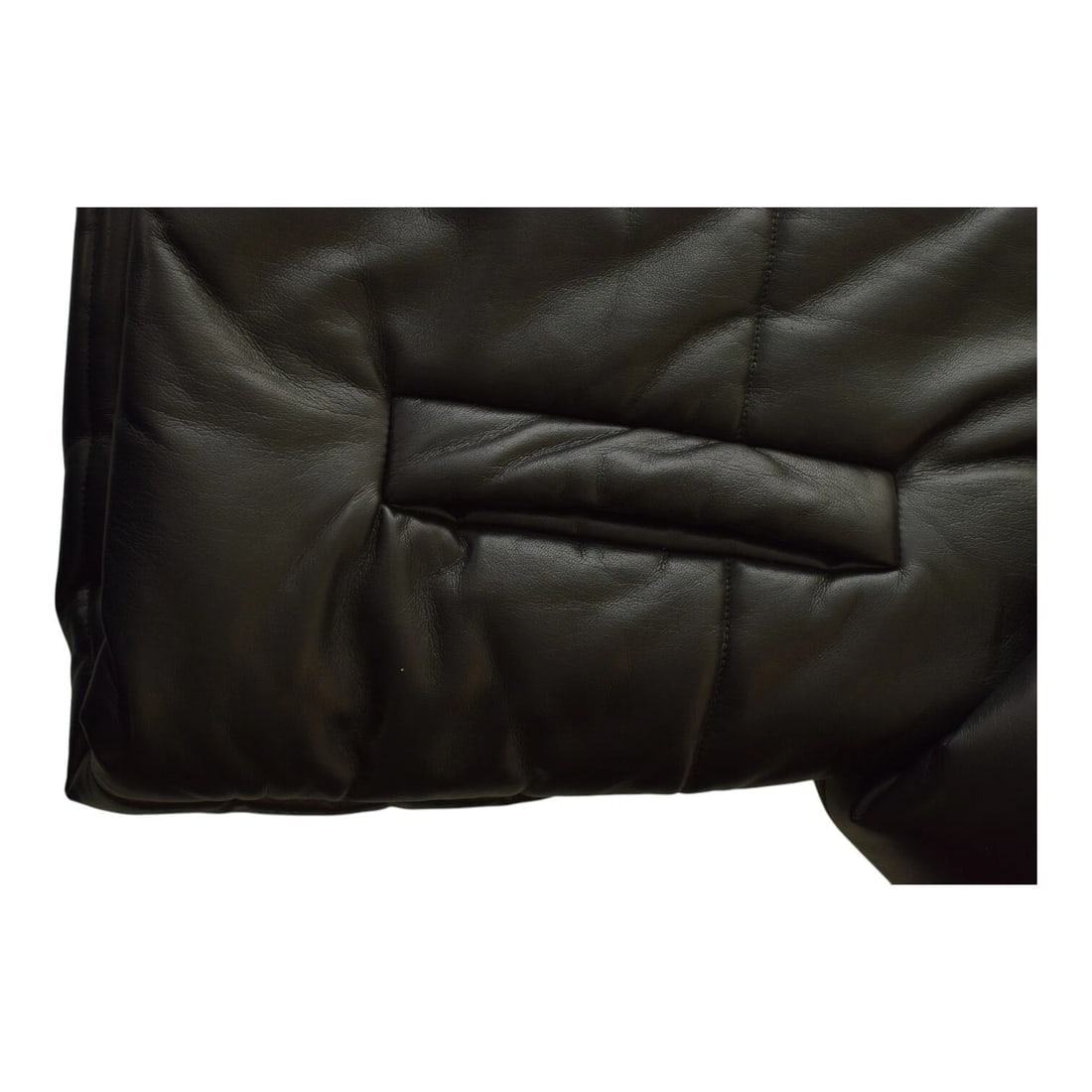 Nanushka Hide vegan quilted leather black puffer jacket high standing collar M - 6