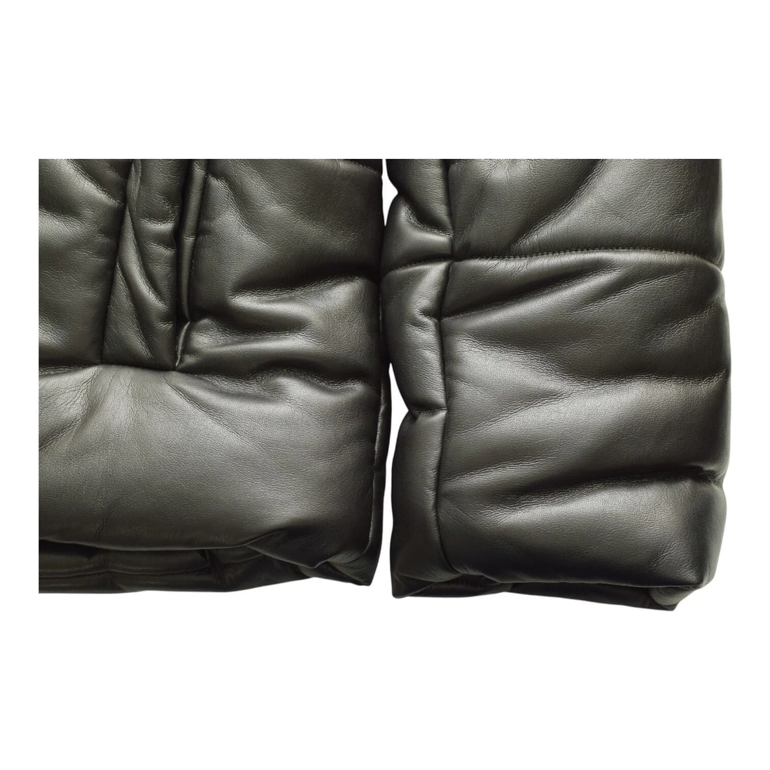 Nanushka Hide vegan quilted leather black puffer jacket high standing collar M - 7