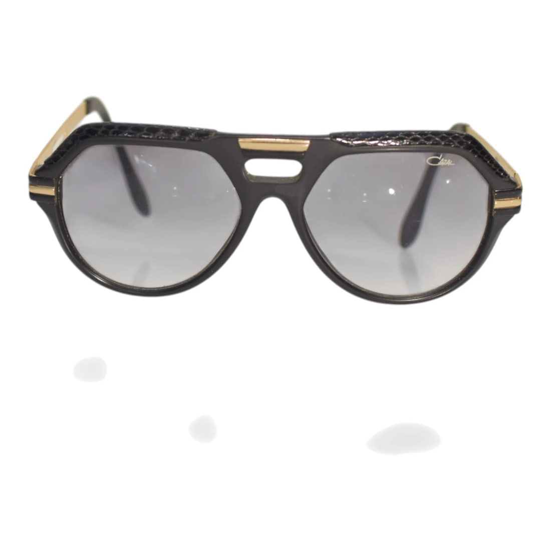 Cazal Arc en Ciel 657 /3 Aviator Black & Gold Leather Trim Sunglasses - 2