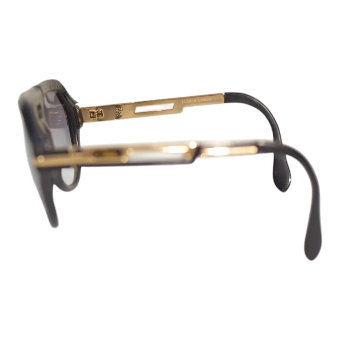 Cazal Arc en Ciel 657 /3 Aviator Black & Gold Leather Trim Sunglasses - 7