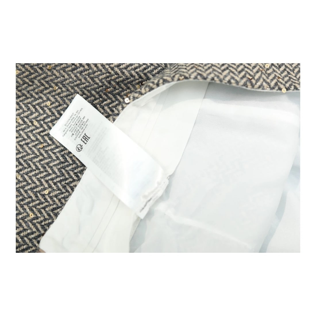 Sandro France Gray Herringbone w. Sequins Woolen Shorts Pants size 34 - 8