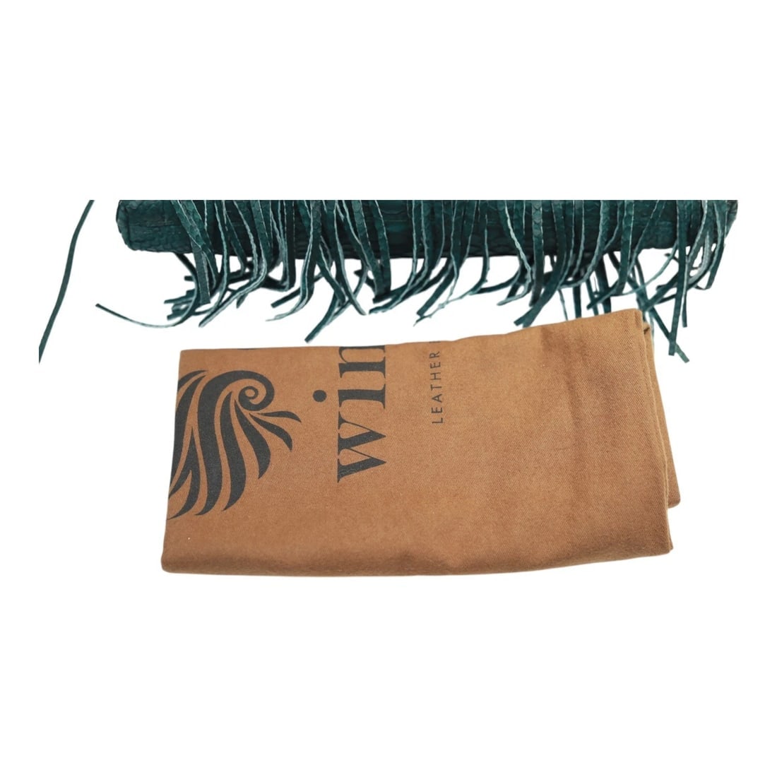 Wings Green Snakeskin Leather Fringes Chain Strap Shoulder Bag Handbag - 8