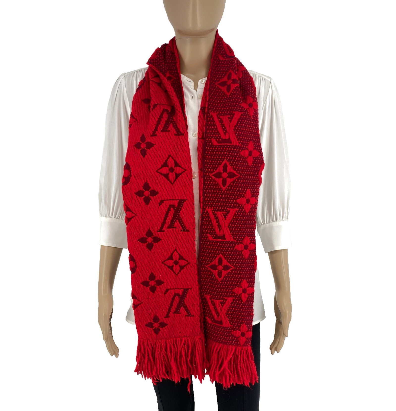 Louis Vuitton Bright Red Thick Wool & Silk Scarf - 3