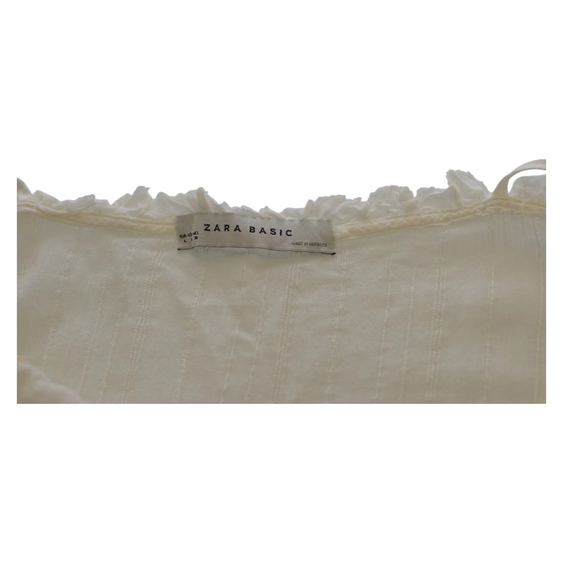 Zara White Cotton Sleeveless Summer Knee Length Dress - Size L - 3