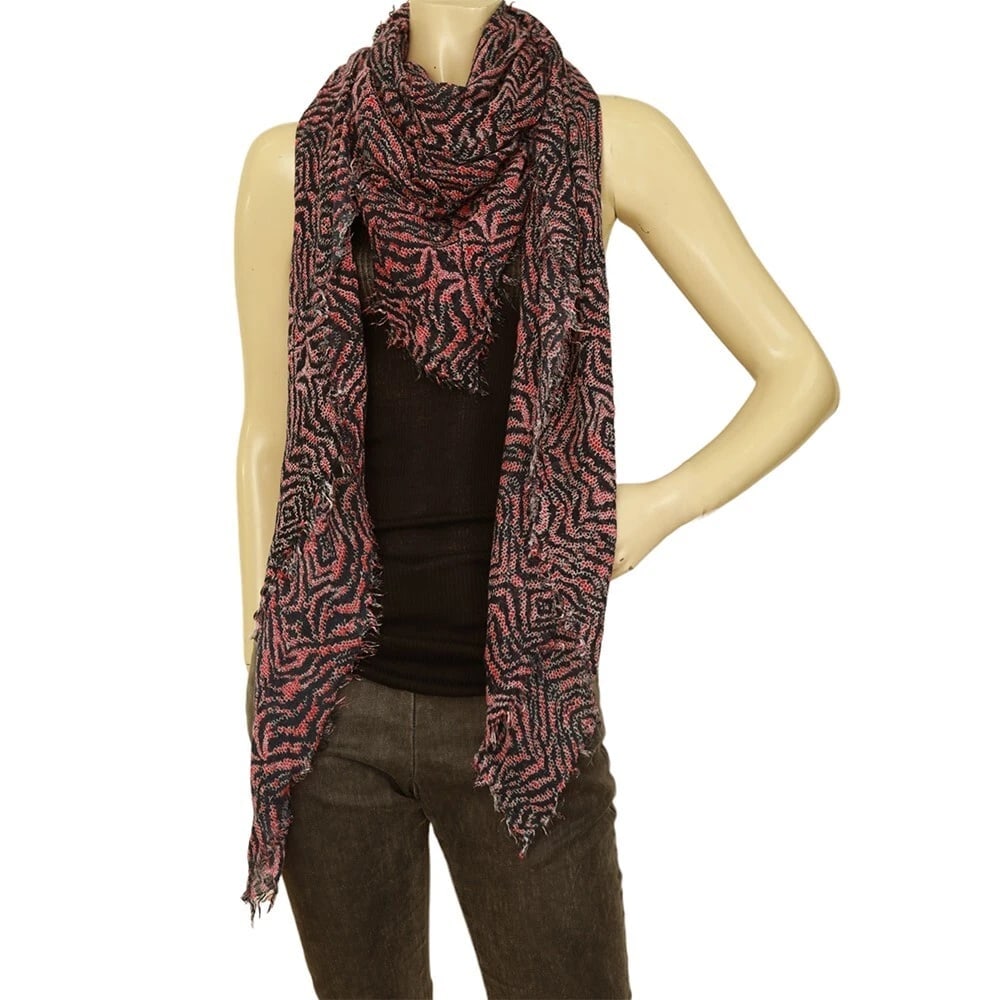 Zadig & Voltaire Delta All Over Zebra Blue Pink Scarf Large Wrap Scarf Shawl - 2