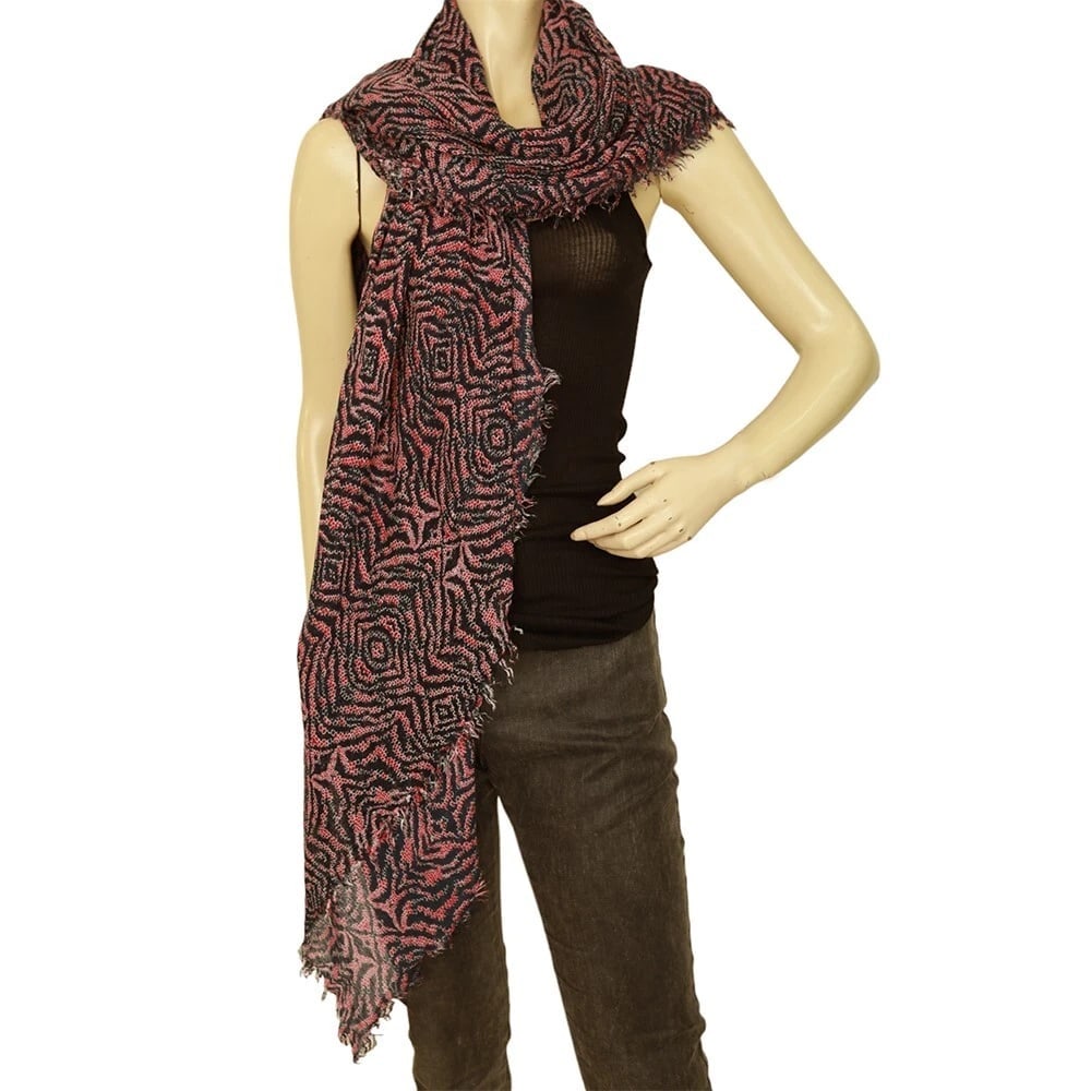 Zadig & Voltaire Delta All Over Zebra Blue Pink Scarf Large Wrap Scarf Shawl - 5