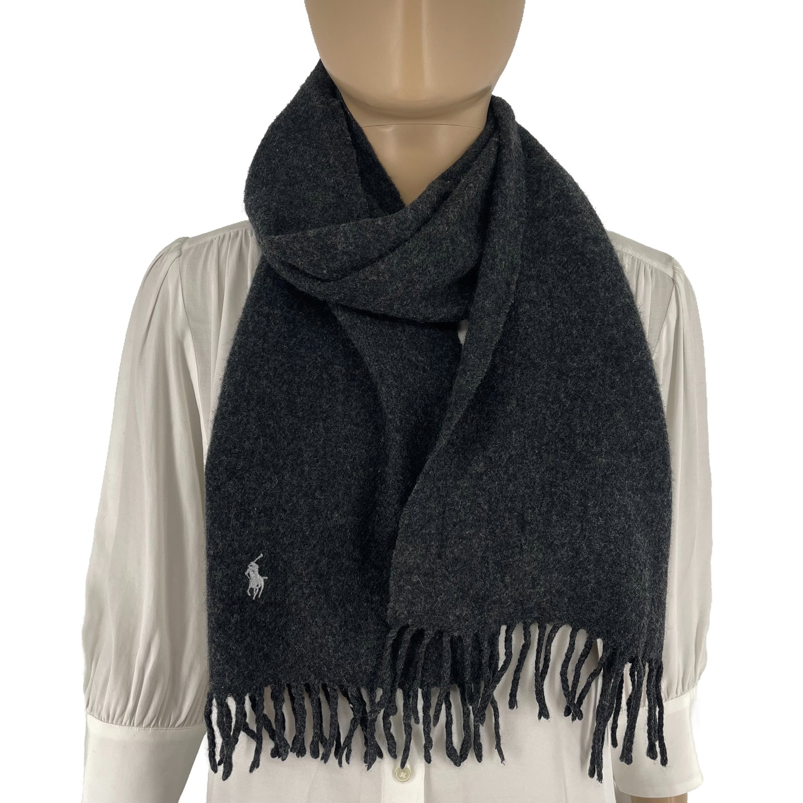 Polo Ralph Lauren Dark Grey 100% Wool Scarf - 4