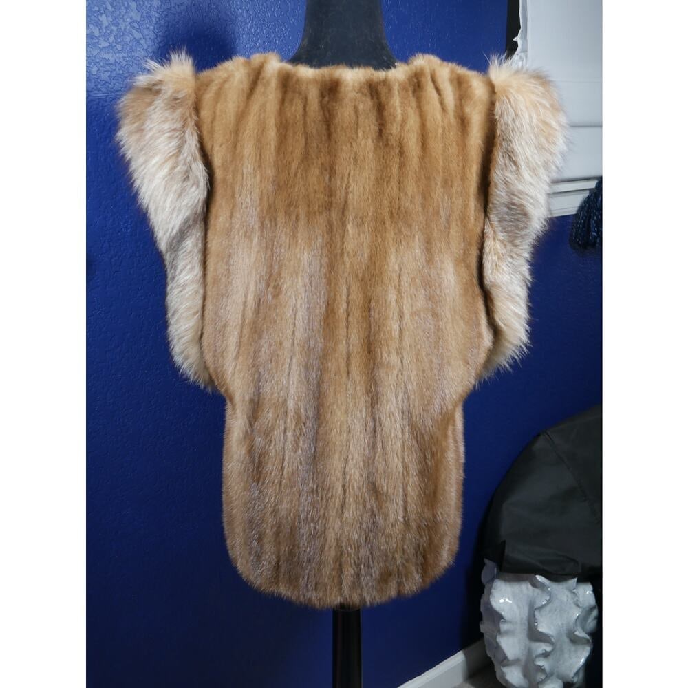 Gorgeous Mink & Crystal Fox Fur Vest Gilet Coat Jacket - 3