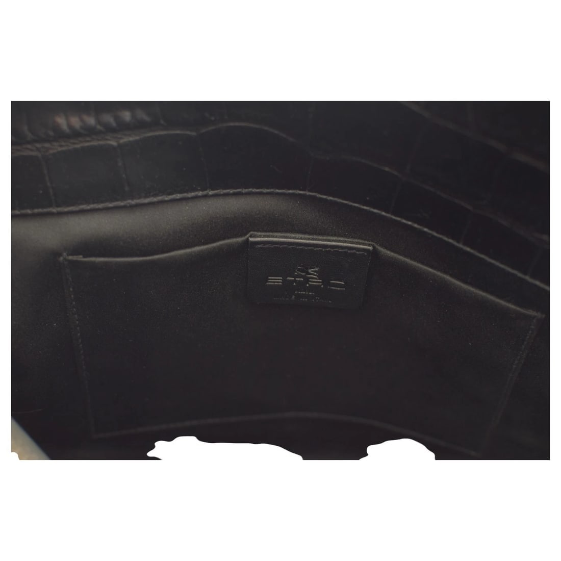 ETRO Black Fur & Crocodile Embossed Leather Tote Shoulder Bag Handbag - 13