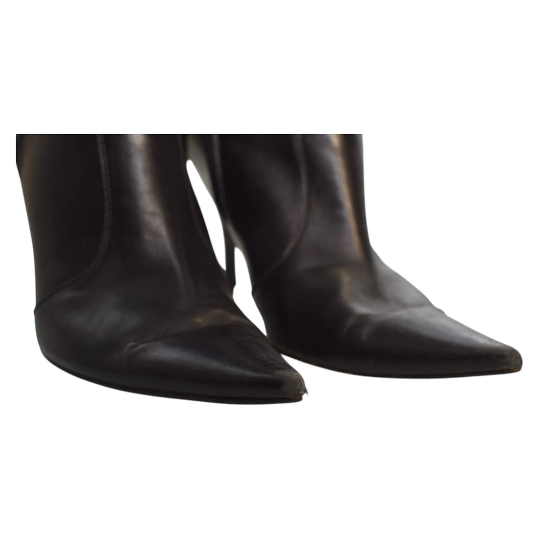 Sergio Rossi Black Leather Pointed Toes Tassels Boots Heels Shoes size 38 - 12