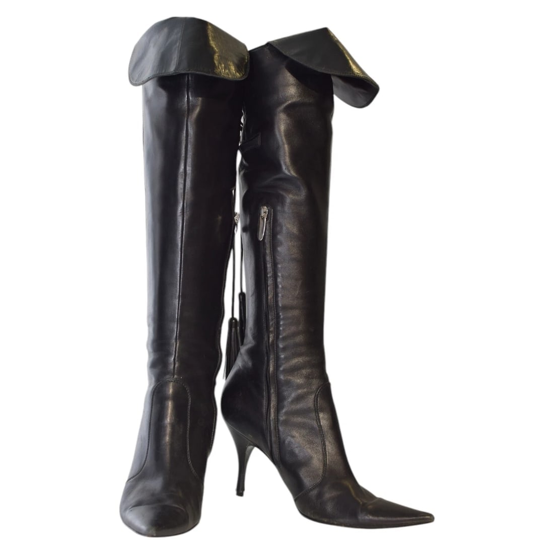 Sergio Rossi Black Leather Pointed Toes Tassels Boots Heels Shoes size 38: Title:Sergio Rossi Black Leather Pointed Toes Tassels Boots Heels Shoes size 38 Description:Sergio Rossi Black Leather Pointed Toes Tassels Boots Heels Shoes size 38 Add some style this winter to your