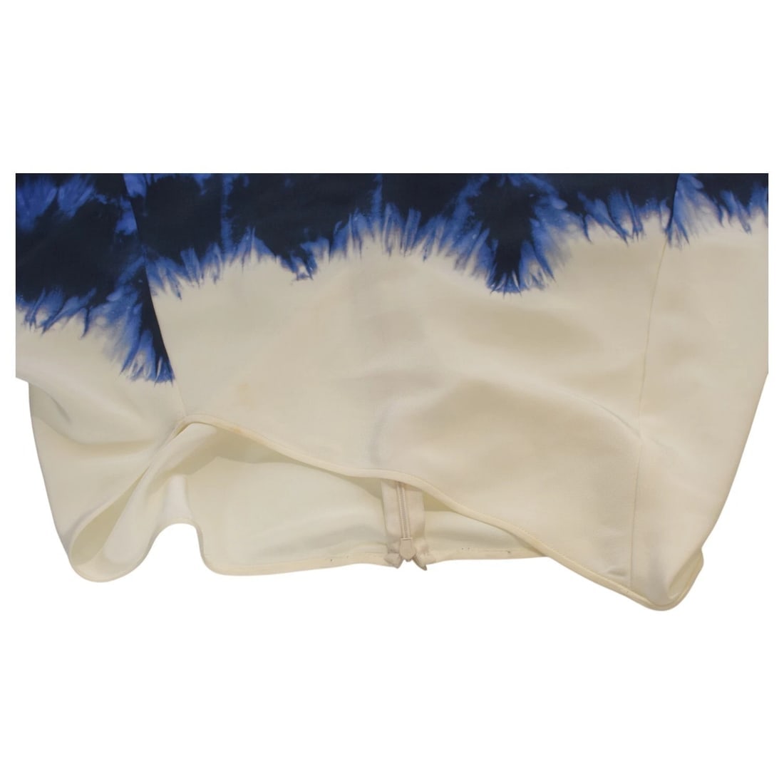 Stella McCartney Blue Cream Tie Dye Effect 100% Silk Long Sleeve Dress sz 42 - 6