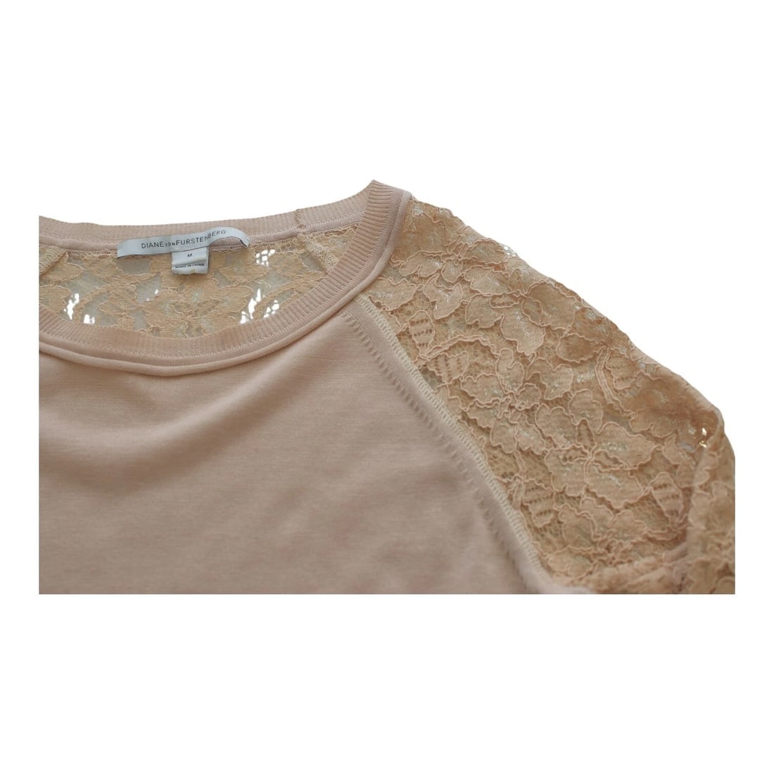 Diane Von Furstenberg Avani lace top sweater top blouse size in beige size M - 7
