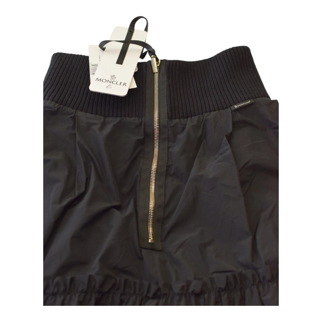 NWT Moncler Black Nylon Chiffon Layered Ruffled Mini Skirt Size Elastic Waist 44 - 6
