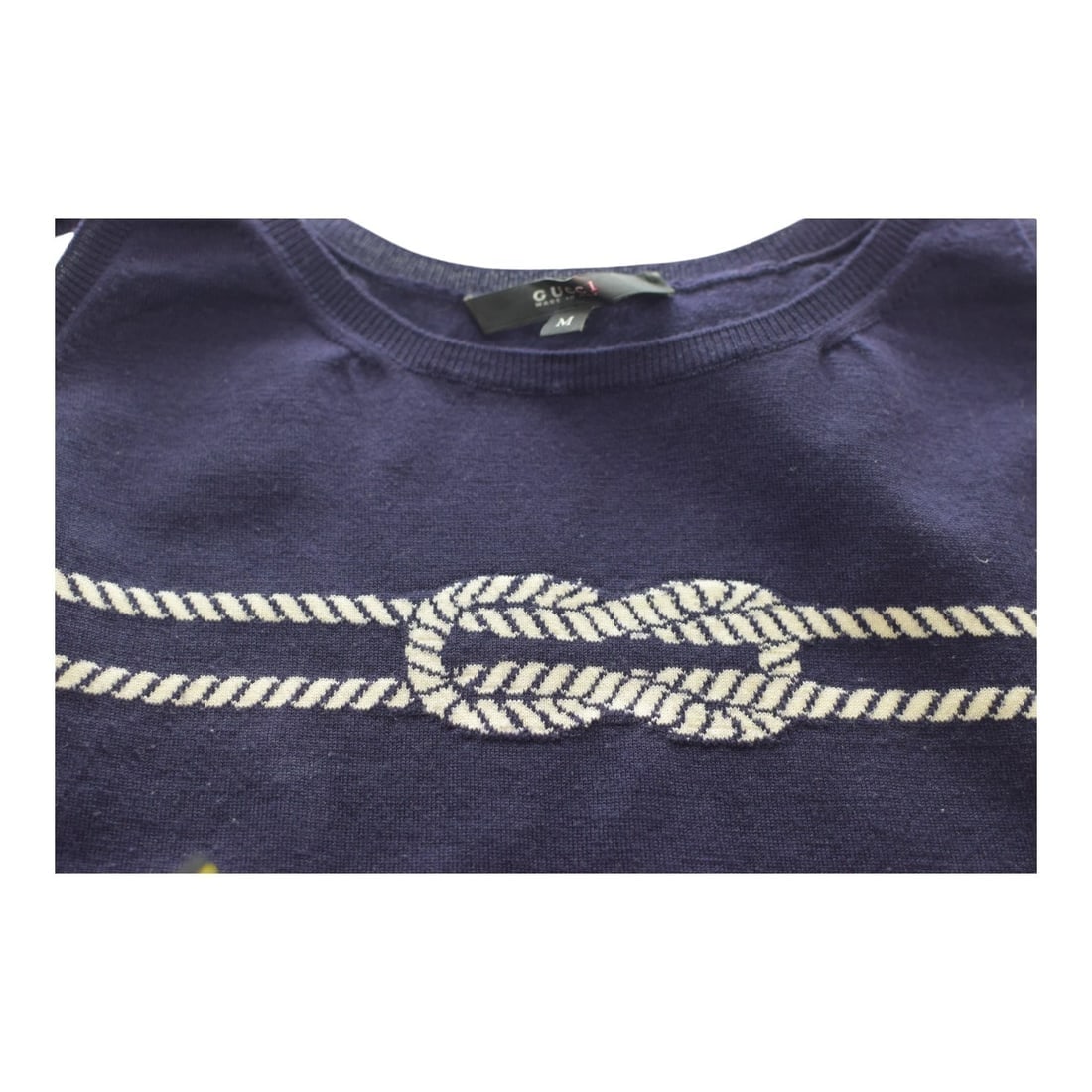 Gucci Navy Blue Wool Blend Knit Sweater with Embroidered Rope Detail size M - 8