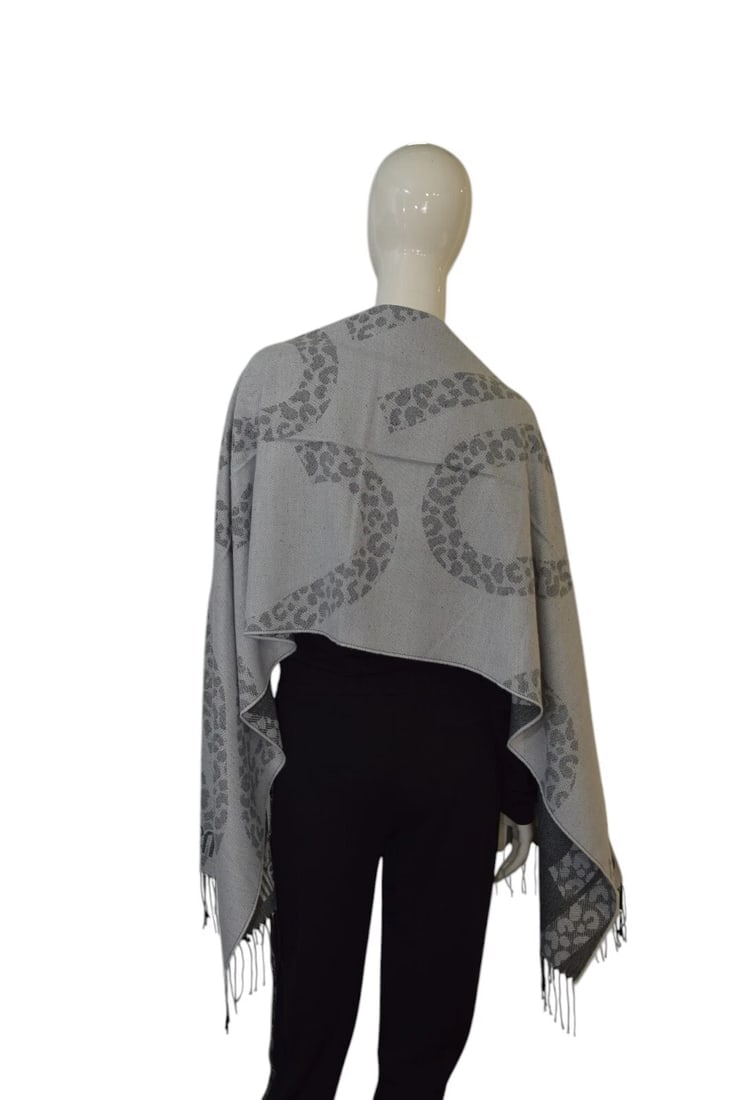 Roberto Cavalli Gray Hues Logo Acrylic Long Rectangle Scarf Foulard Wrap - 4