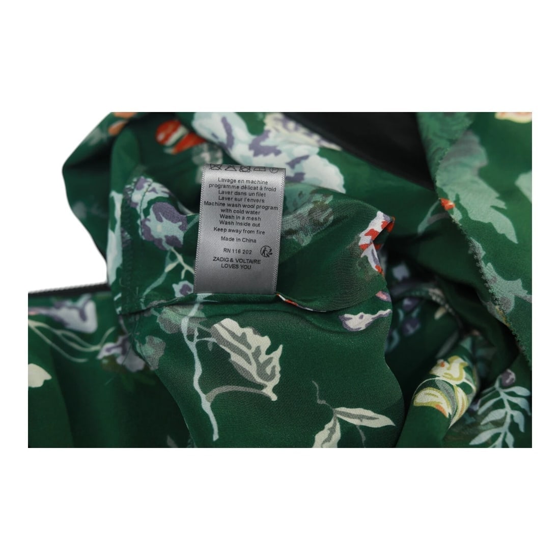 Zadig & Voltaire Jim Print 100%Silk Green Floral Layered Mini Skirt Size 34 - 5