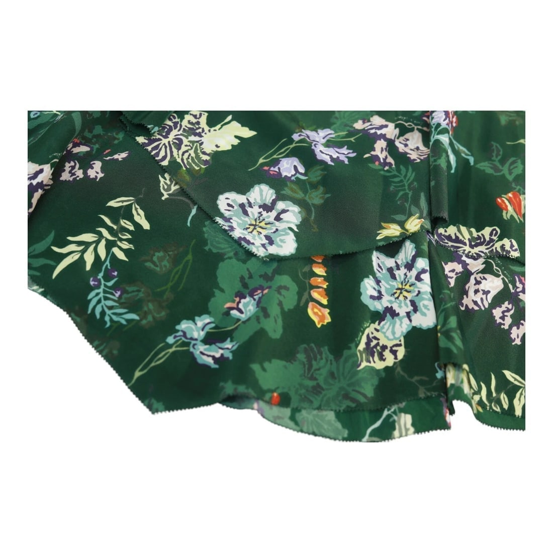 Zadig & Voltaire Jim Print 100%Silk Green Floral Layered Mini Skirt Size 34 - 8