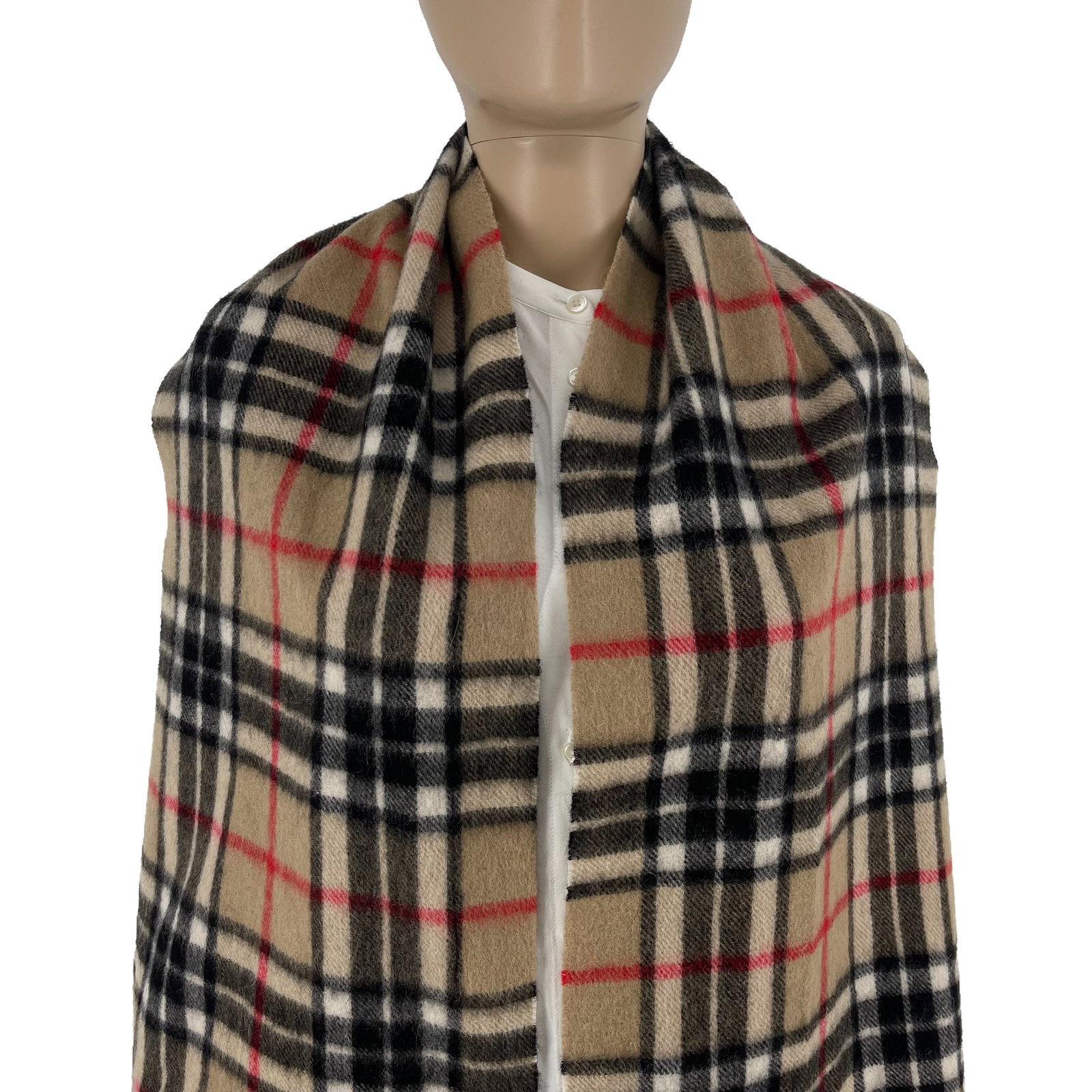 Burberry Light Brown Plaid 100% Wool Scarf - 2