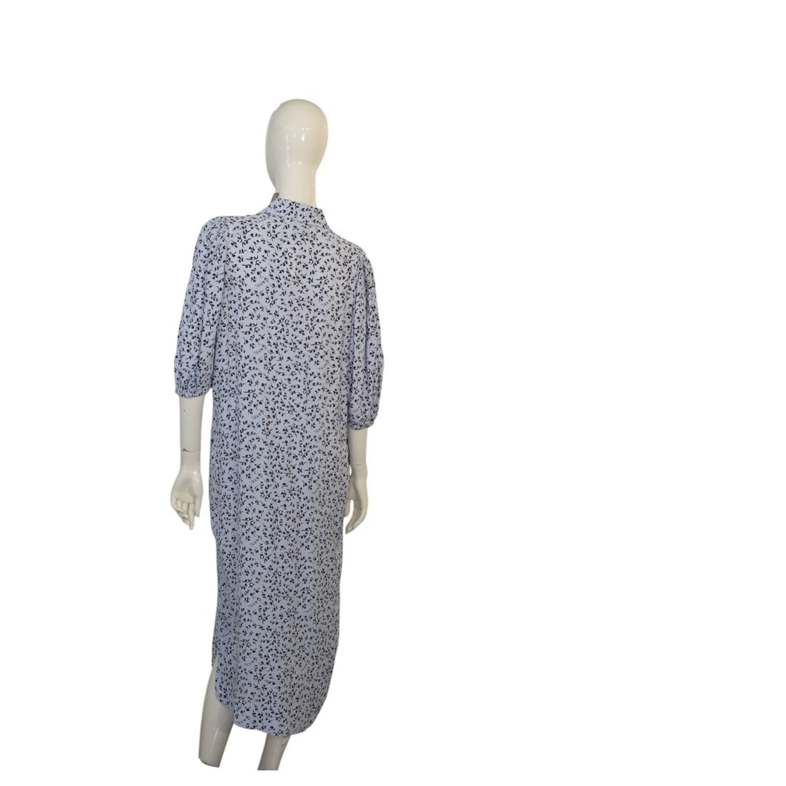 Ganni Blue Floral Print 3/4 Sleeves Calf Length Midi Shirt dress size 38 - 2