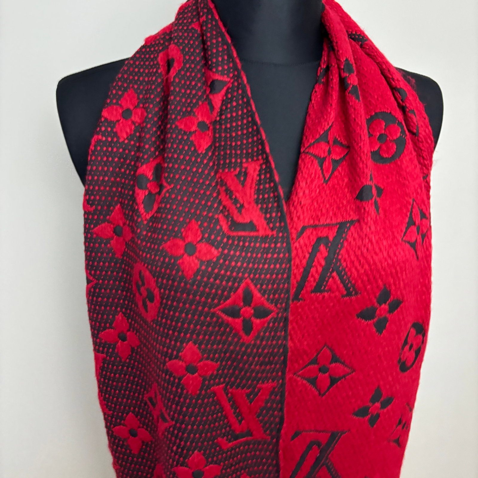 Louis Vuitton Bright Red Thick Wool & Silk Scarf - 2