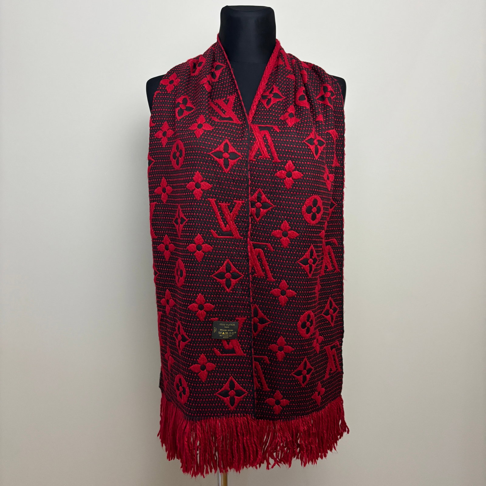 Louis Vuitton Bright Red Thick Wool & Silk Scarf - 8