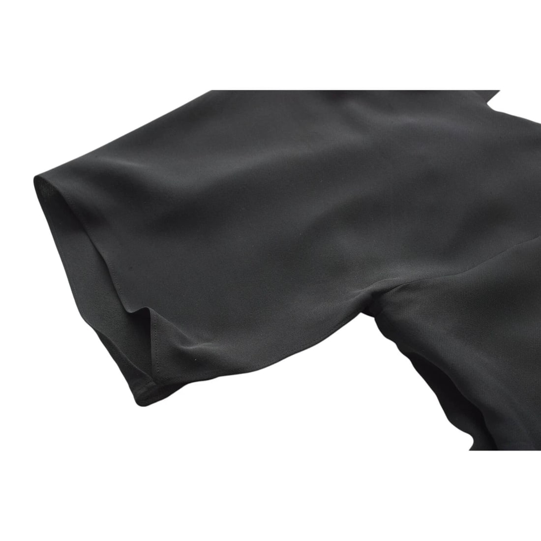 Chloe Black Silk Zipper Front Open Back Short Sleeves w. Slits Mini Dress sz 42 - 7