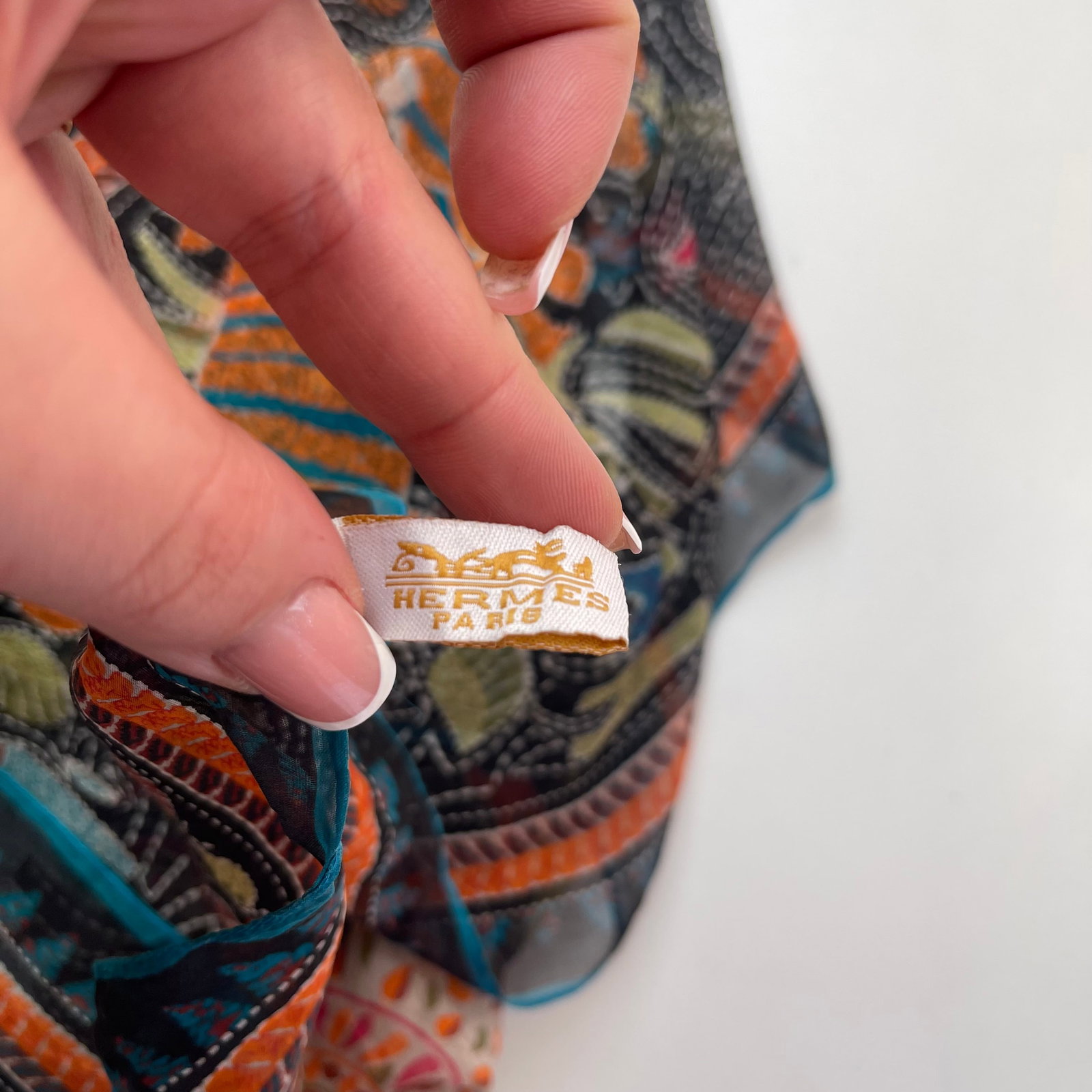 Hermes Navy Blue Printed 100% Silk Scarf - 5