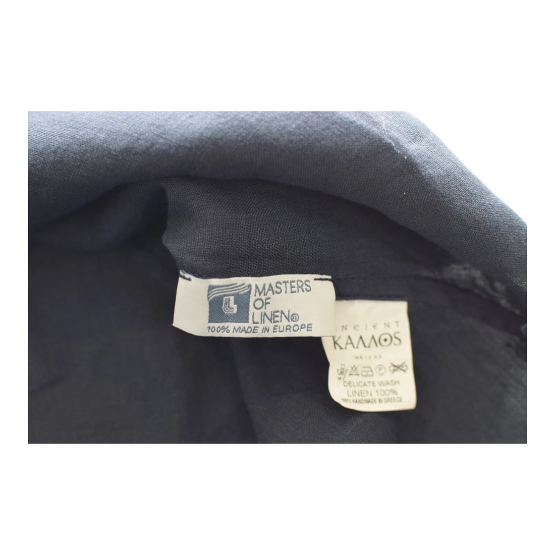 Ancient Kallos Athena Cord Navy Blue Linen Maxi Dress Red Embroidered Trim – M - 7