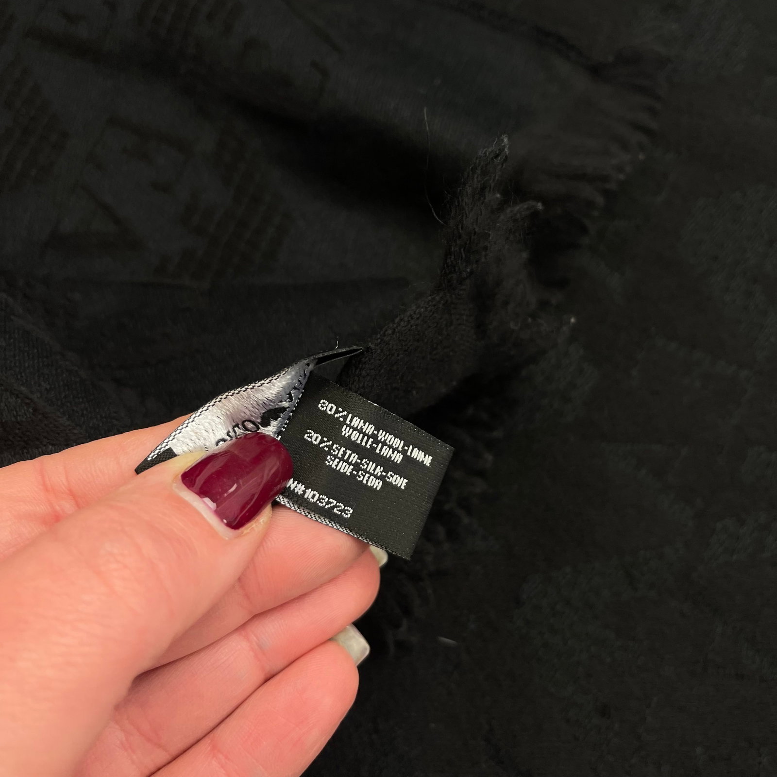 Emporio Armani Black Printed 80% Wool 20% Silk Scarf - 7