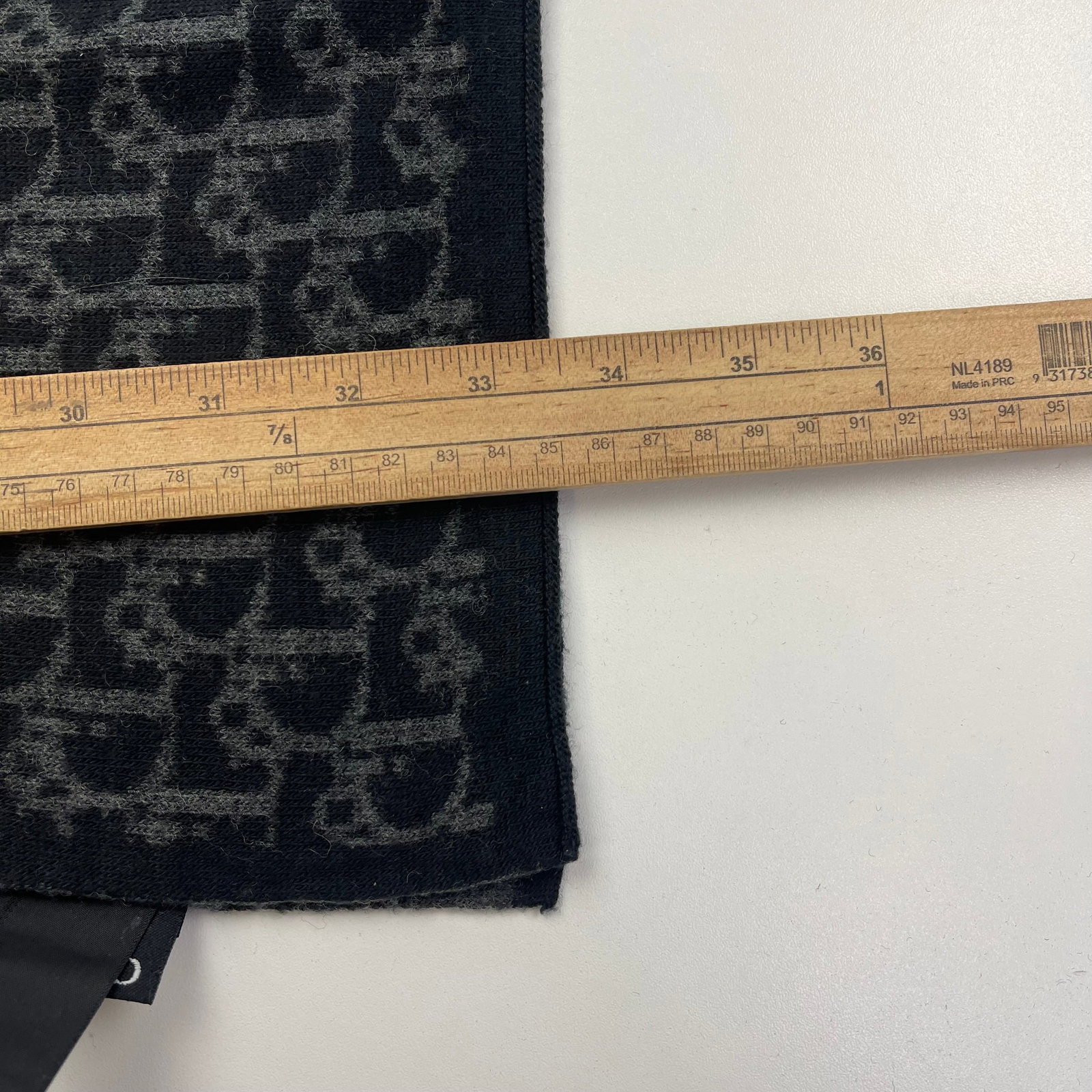 Christian Dior Paris Dark Grey Printed 100% Wool Scarf - 8