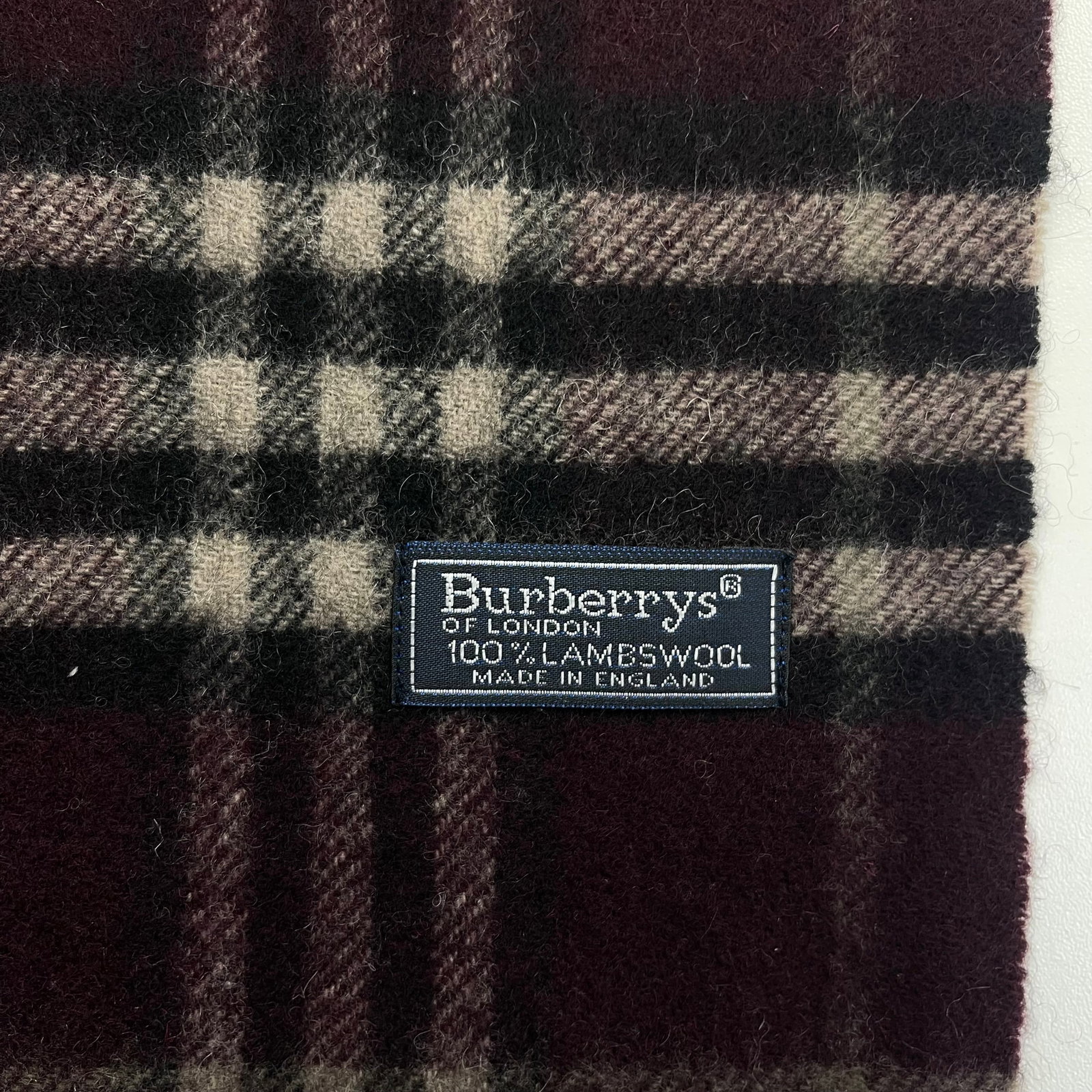 Burberry Dark Purple Plaid 100% Wool Scarf - 6