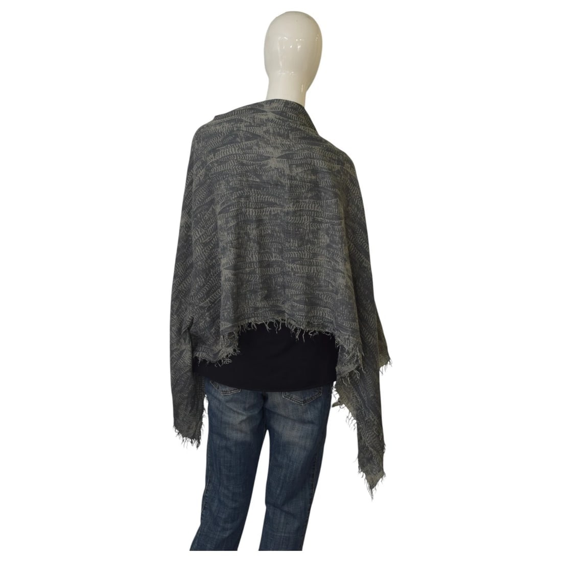 Zadig & Voltaire Delta Feather Tiger Gray Scarf Large Wrap Scarf Shawl - 10