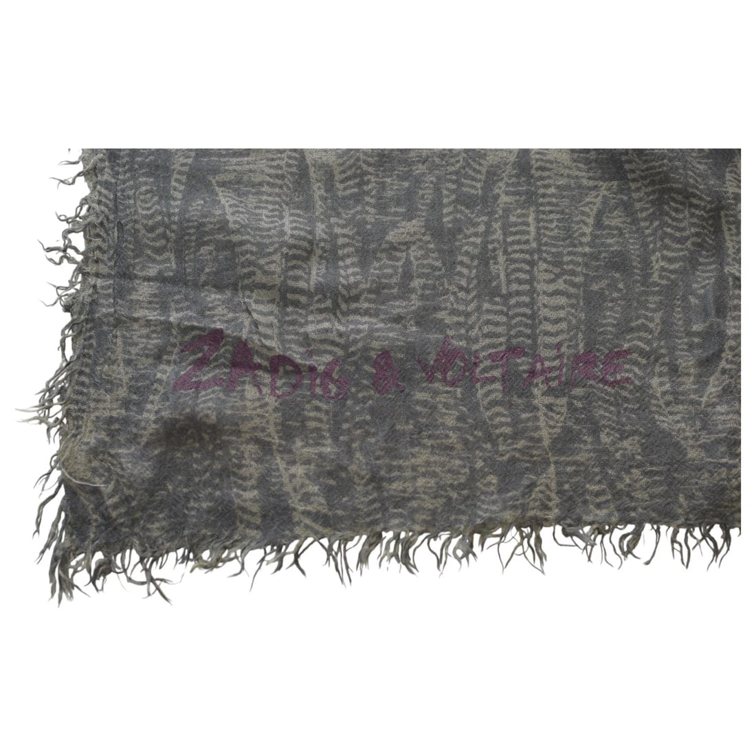 Zadig & Voltaire Delta Feather Tiger Gray Scarf Large Wrap Scarf Shawl - 6