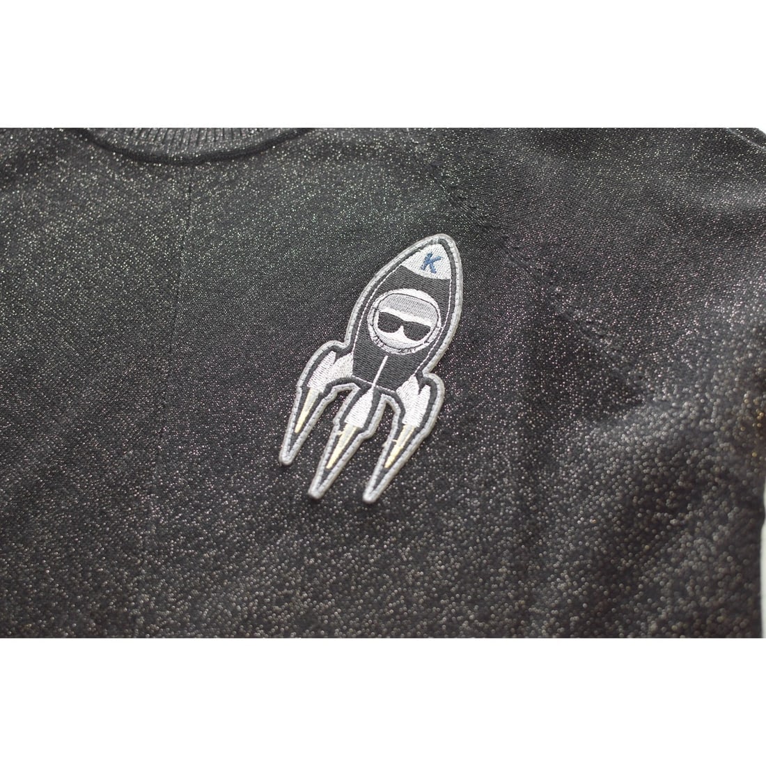 Karl Lagerfeld Black Glittery Turtle Neck Long Sleeve Top size S - 5