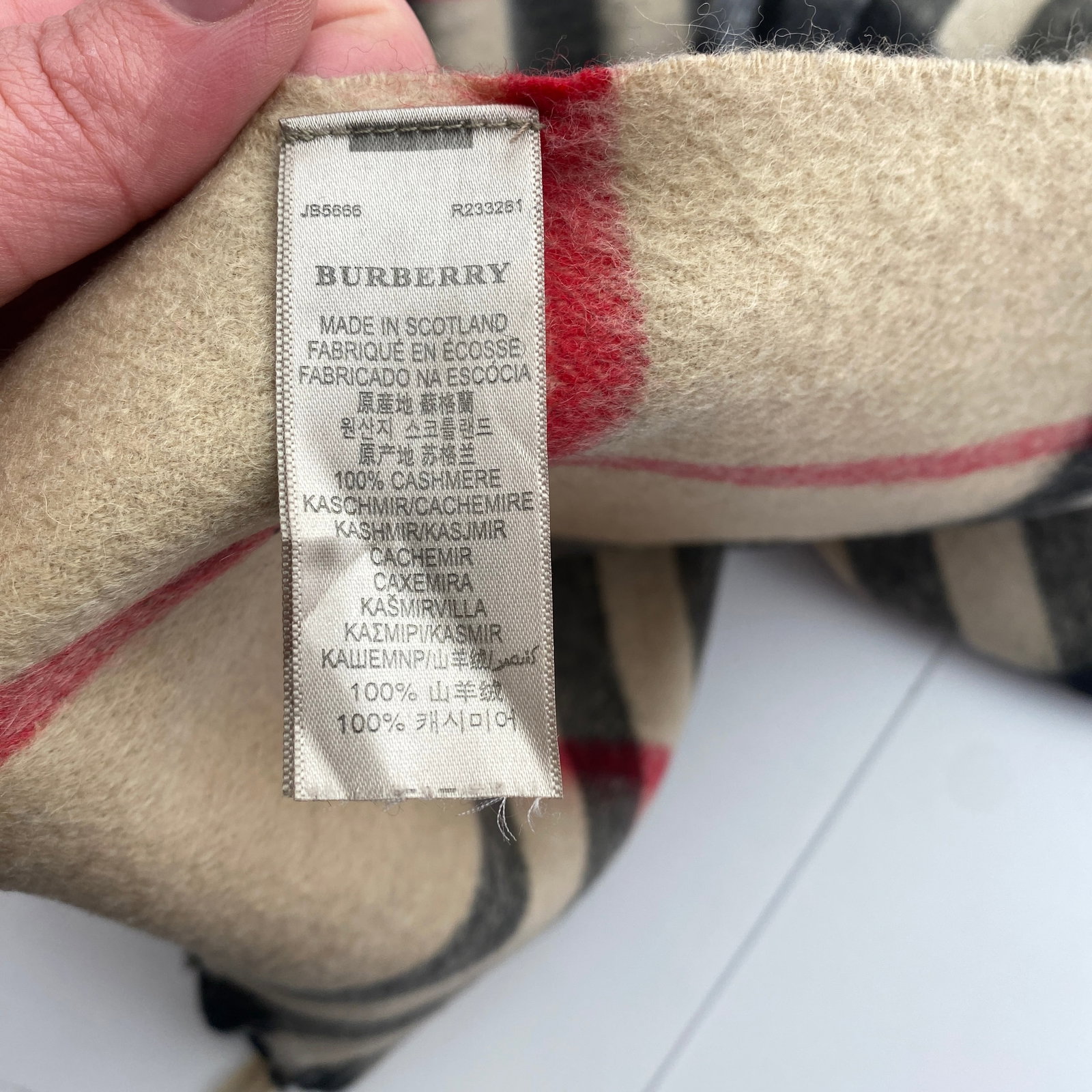 Burberry Light Beige Plaid 100% Cashmere Scarf - 7