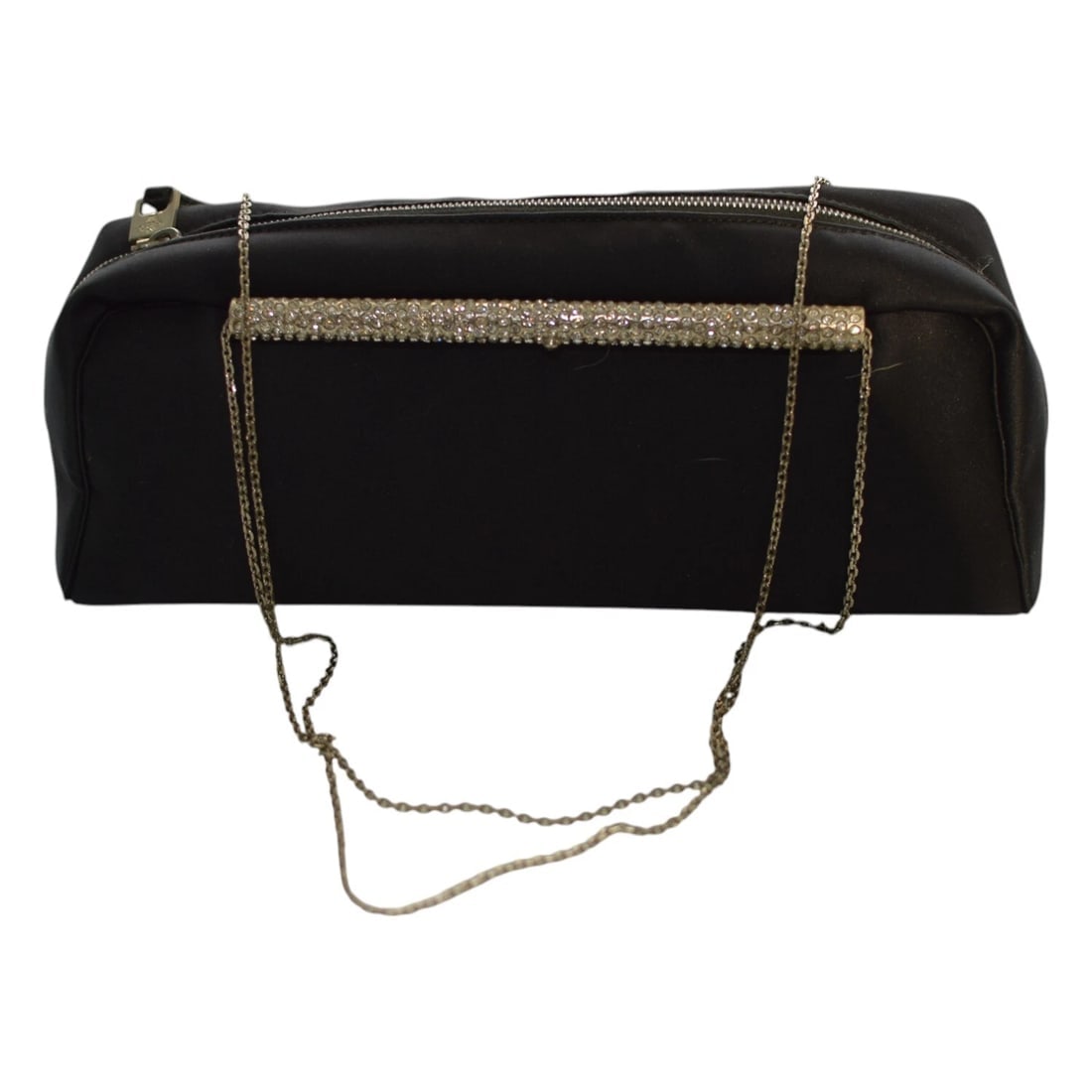 Gianni Versace Black Satin w. Crystals Chain Shoulder Bag Clutch Handbag Purse: Title:Gianni Versace Black Satin w. Crystals Chain Shoulder Bag Clutch Handbag PurseDescription:Gianni Versace Black Satin w. Crystals Chain Shoulder Bag Clutch Handbag Purse Classic and really