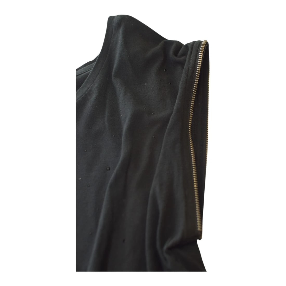 Zadig and Voltaire Gipsy Zip Black Cotton T-shirt with Black crystals size M - 4