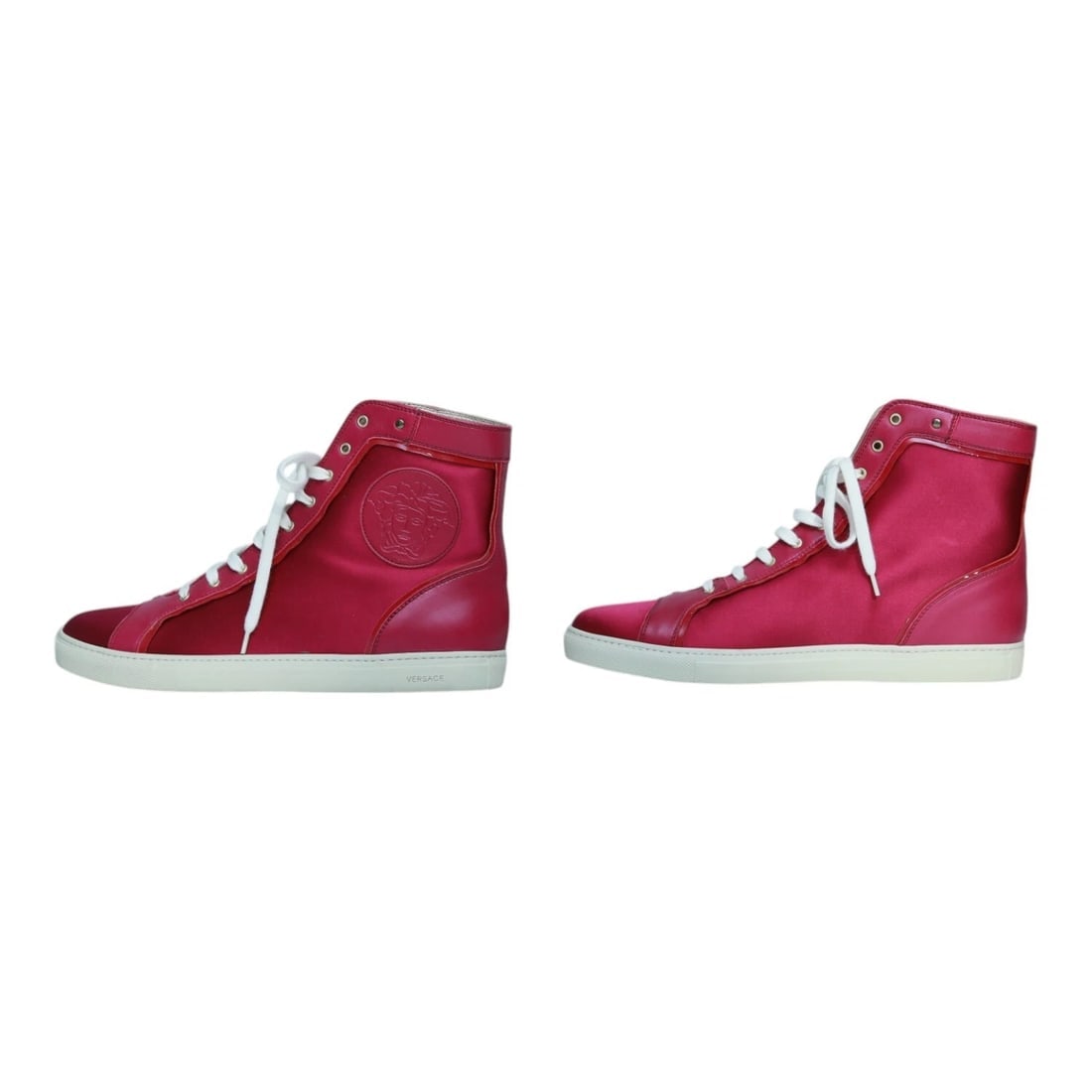 Versace Fuchsia Satin & Leather Medusa Sneakers High Top Sneaker size 41 Shoes - 7