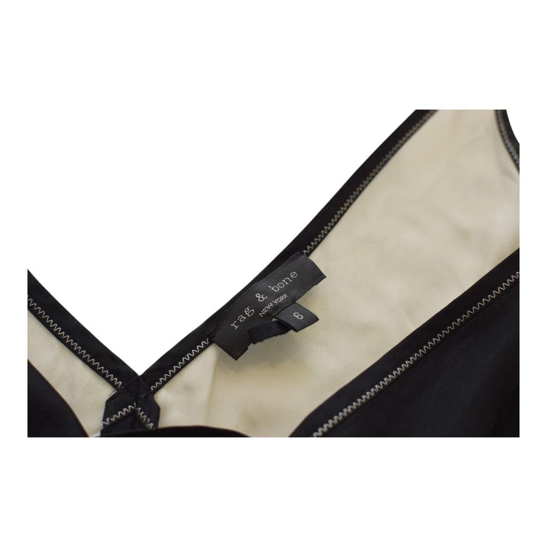 Rag & Bone Colorblock Silk Slip Dress Blue Black & White – Size 6 - open V back - 3