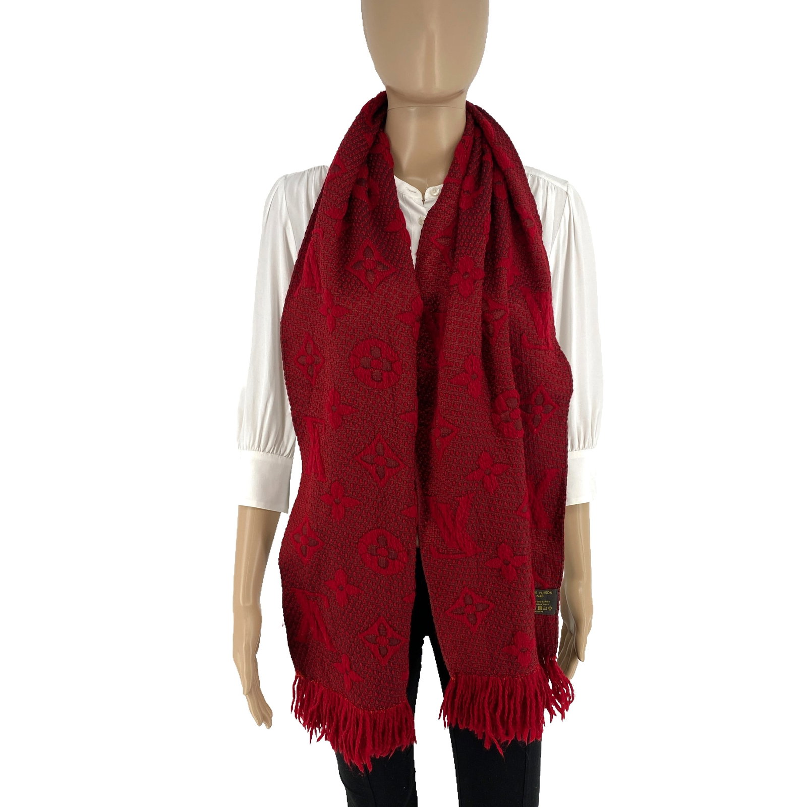 Louis Vuitton Red Thick Wool & Silk Scarf - 3